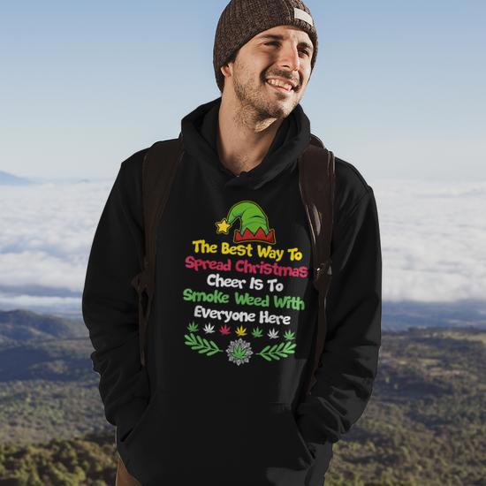 Funny Christmas Marjuana Hoodie, Cannabis Christmas Clothes - Grinch + Weed 2024 = Jolly Elf