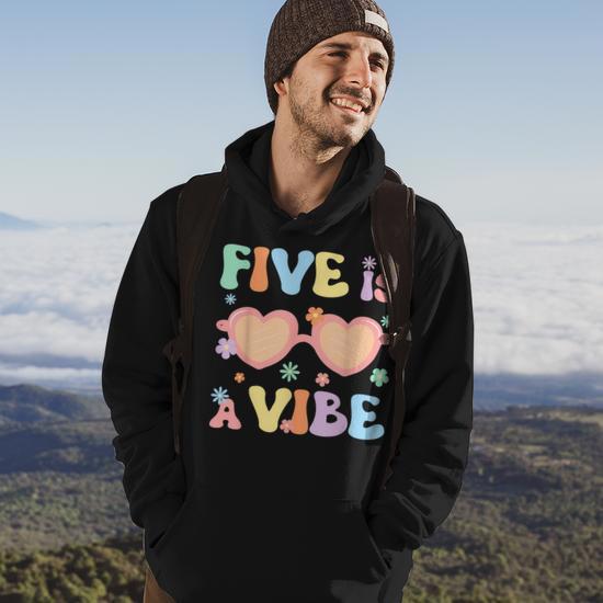 Five Is A Vibe 5 Year Old Boys Girls 5Th Birthday Groovy Hoodie