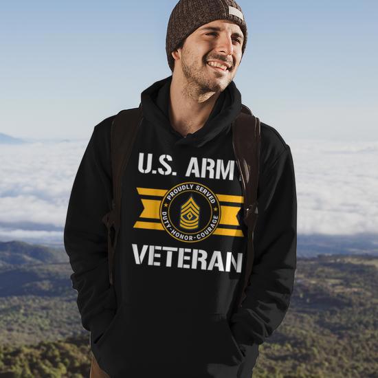 Proudly Served Us Army Veteran E8 First Sergeant Hoodie Mazezy