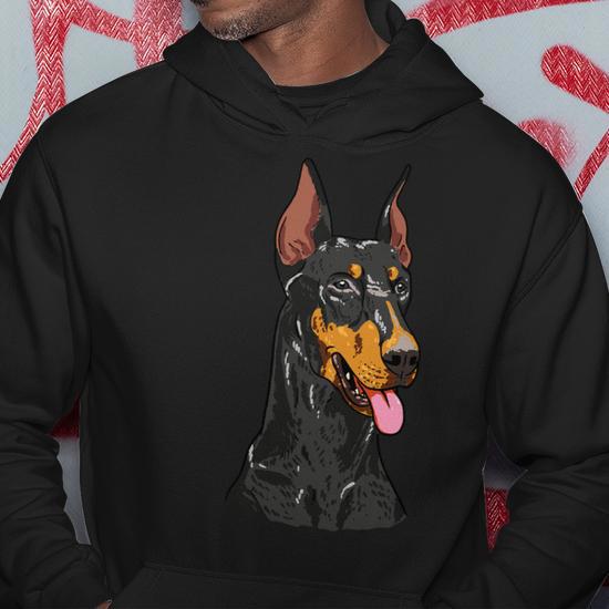 Dog Doberman Happy Face Doberman Pinscher Face Trainer Dog Pet Hoodie Monsterry