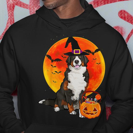 Dog Halloween Bernese Mountain Dog Jack O Lantern Pumpkin Hoodie Seseable CA