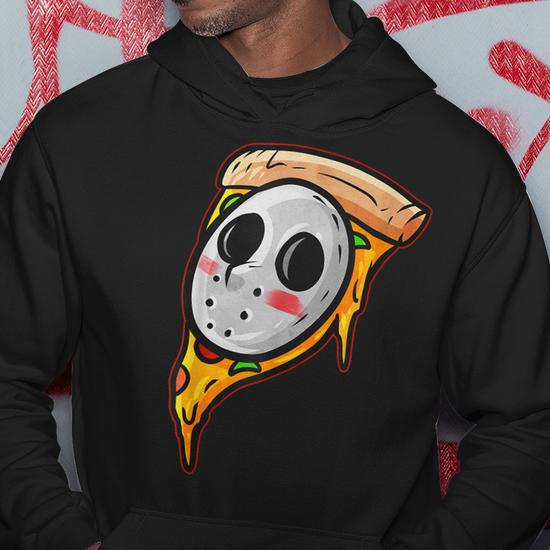 Hockey Mask Halloween Horror And Pizza Halloween Hoodie Mazezy