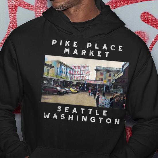 Seattle Pike Place Market Image Hoodie | Mazezy DE