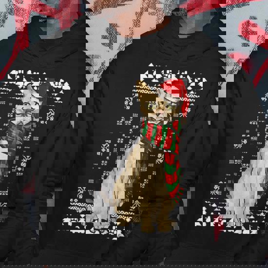 Singapura Cat Santa Hat Xmas Ugly Christmas Hoodie Mazezy