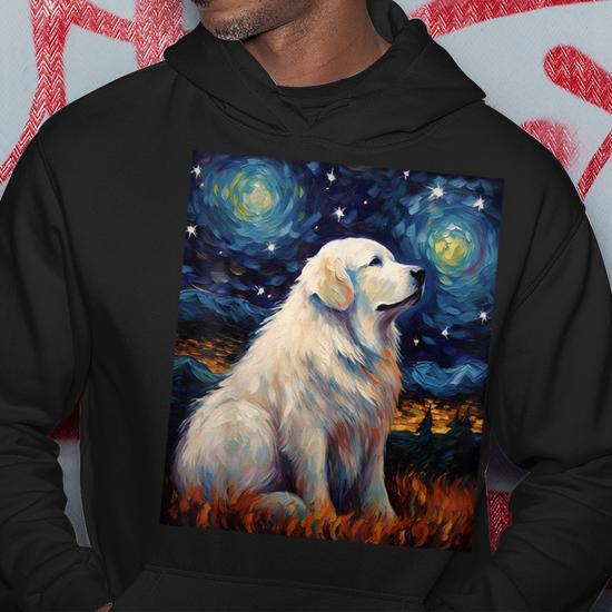 Surreal Starry Night Great Pyrenees Dog Hoodie Seseable UK