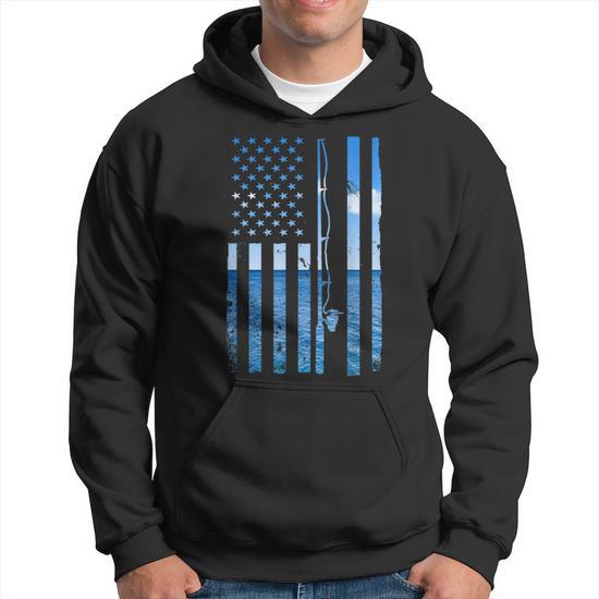 American Fishing Flag - Fishing Flag - Hoodie