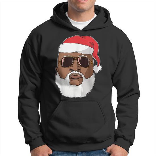 Black Hip Hop Santa Claus Novelty African American Santa Hoodie Monsterry