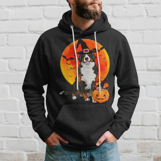 Dog Halloween Bernese Mountain Dog Jack O Lantern Pumpkin Hoodie Seseable CA