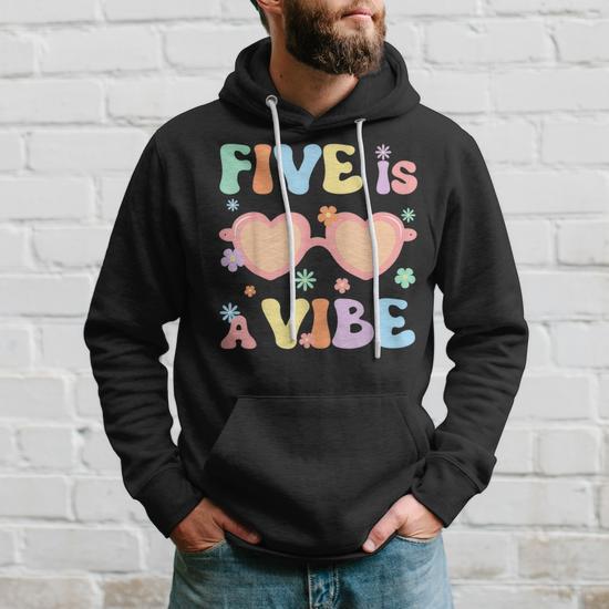 Five Is A Vibe 5 Year Old Boys Girls 5Th Birthday Groovy Hoodie