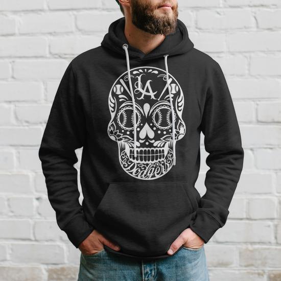 Men's LA Los Angeles Sugar Skull Hoodie Mexican order Art Culture Aztec Cal Sweatshirt