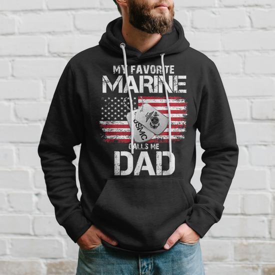 My Favorite Marine Calls Me Dad Veteran Dad Hoodie Mazezy