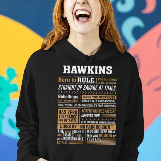 Hawkins Name Gift Hawkins Born To Rule V2 Women Hoodie Seseable UK