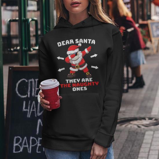 Dear Santa Theyre The Naughty Ones Christmas Dabbing Santa Women Hoodie Mazezy