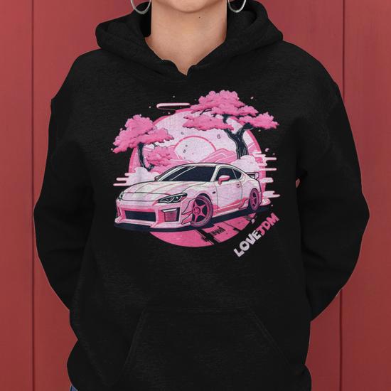 Love Jdm Girl Racer Pink Japanese Race Car Women Hoodie Seseable UK