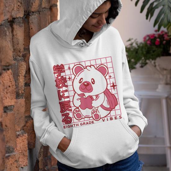 8Th Grade Vibes Back To School Teddy Bear Japanese Aesthetic Teddy Bear Funny Gifts Youth Hoodie Mazezy