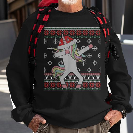 Dabbing Unicorn Ugly Christmas Sweater Dab Trend Sweatshirt Monsterry