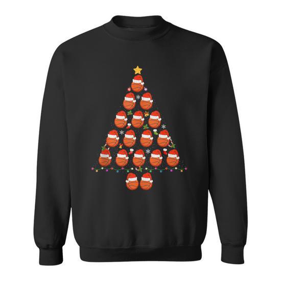 Basketball Christmas Tree Ugly Christmas Sweater Sweatshirt Monsterry