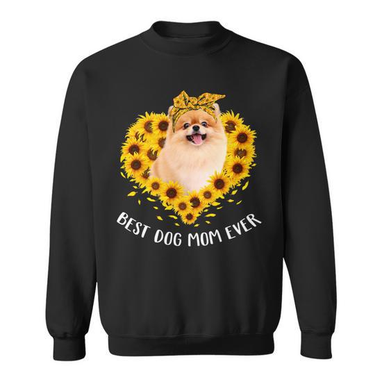 Dog Pomeranian Mom Sunflower Dog Mom Women Sweatshirt Monsterry