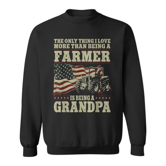 Farming Farmer Grandpa Vintage Tractor American Flag The Sweatshirt