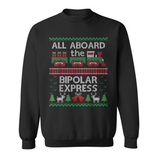 Ugly Sweater Bipolar Express Christmas Train Sweatshirt Mazezy