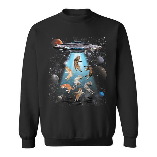 Galaxy Cat Cat Ufo Cat Cat Owner Sweatshirt Monsterry CA