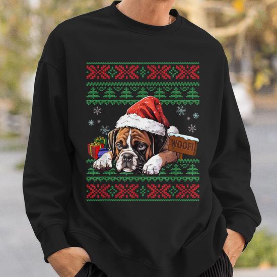 Boxer dog clearance ugly christmas sweater