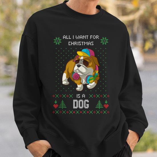 Ugly Christmas Sweater Bully American Bulldog Dog Sweatshirt Monsterry