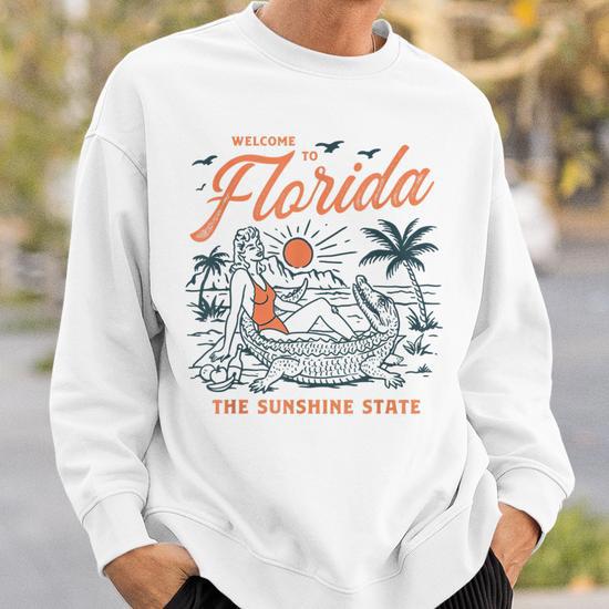 Welcome To Florida Funny Vintage Gator Beach Sunshine State