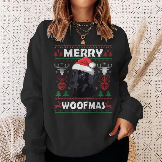 Merry Woofmas Black Lab Christmas Dog Lover Xmas Sweatshirt Thegiftio UK