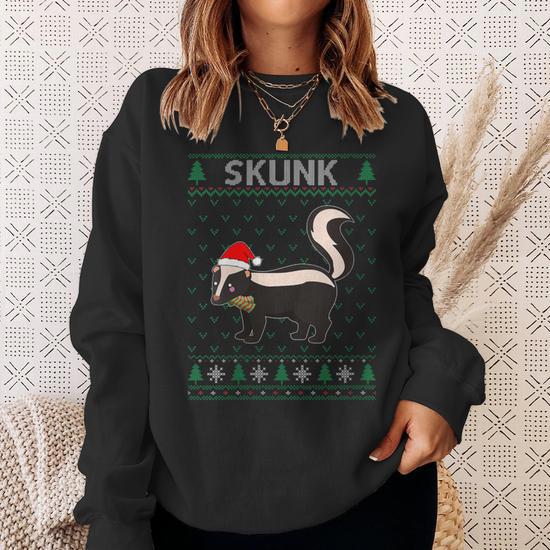 Xmas Skunk Ugly Christmas Sweater Party Sweatshirt Monsterry