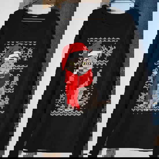 Ugly Christmas Black Cat Santa Hat Scarf Holiday Cute Gift T-Shirt Ugly Christmas Black Cat Santa Hat Scarf Holiday Cute Gift T-Shirt