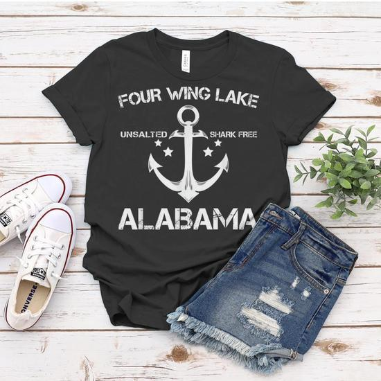 Four Wing Lake Alabama Funny Fishing Camping Summer Gift Camping Funny  Gifts Women T-shirt
