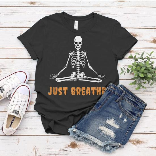 Halloween Yoga Meditation Reiki New Age Goth Orange Spooky Orange Funny Gifts  Women T-shirt