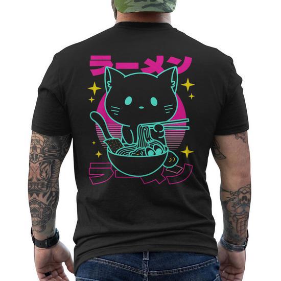 Anime Ramen Cat Retro Japanese Noodles Aesthetic Kawaii Cat Mens