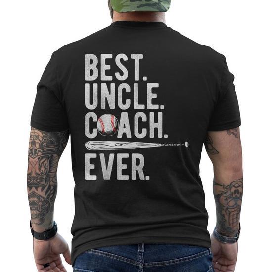 Baseball Best Uncle Coach Ever Proud Dad Daddy Father's Day Men's Back T-Shirt