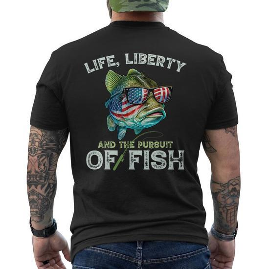 Bass Fish Fishing 4Th Of July Fourth American Flag Bass Dad Funny