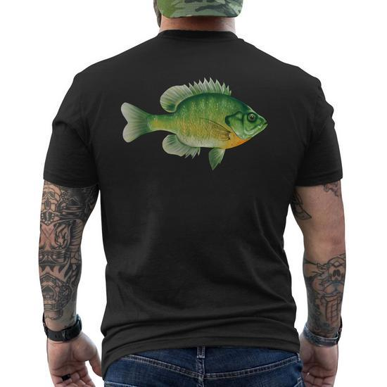 Bluegill Fishing Illustration Bream Freshwater Fish Graphic Men's T-shirt  Back Print