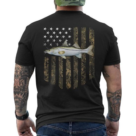 Bass Fish Fishing USA American Flag Camouflage Fisherman Shirt