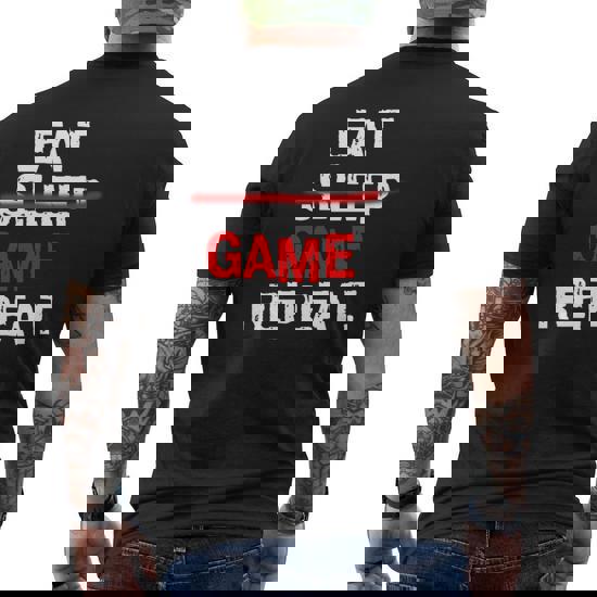 Eat Sleep Game Repeat Board Video Gamer Men's T-shirt Back Print