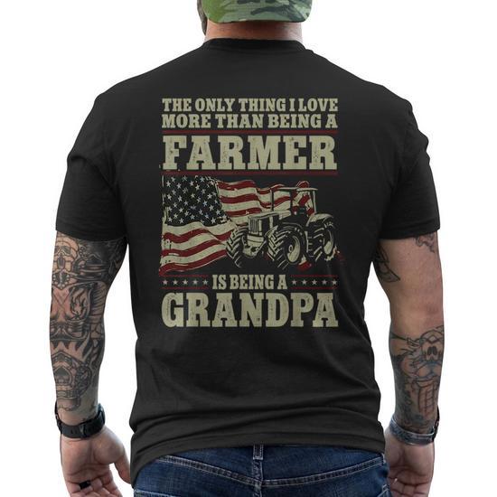 Farming Farmer Grandpa Vintage Tractor American Flag The Men's Back T-Shirt