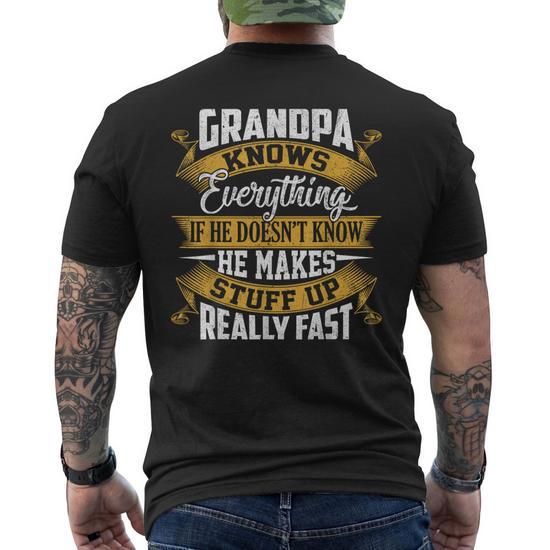 Grandpa Knows Everything Funny Father's Day Men's Back T-Shirt