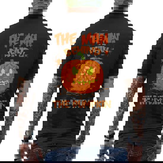 Mens Guy Behind The Pumpkin Funny Halloween Pregnancy Shirts Men