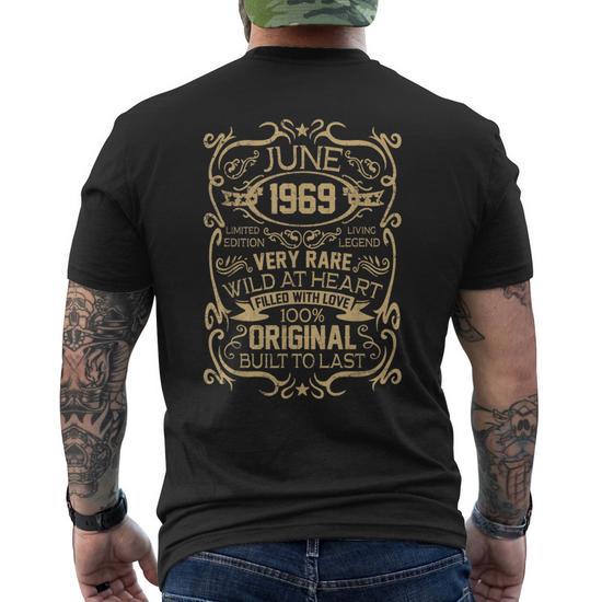 June 1969 Turning 52 Years Old 52Nd Birthday Men s Back Print T shirt Mazezy