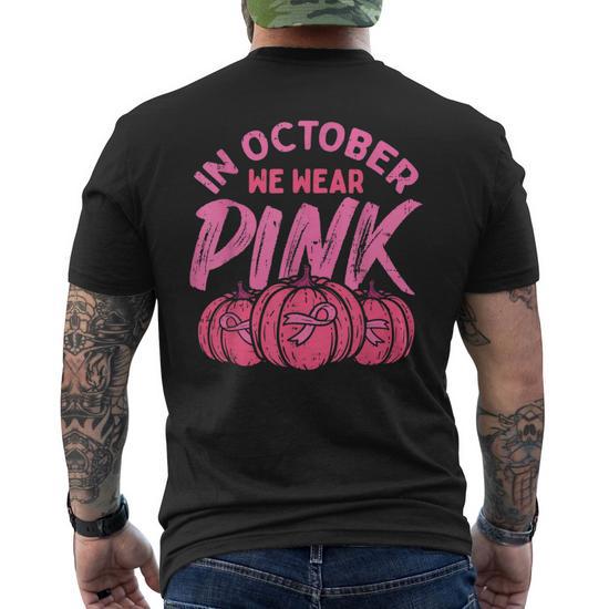 In October We Wear Pink Pumpkin Breast Cancer Halloween T-Shirt Unisex T- shirt