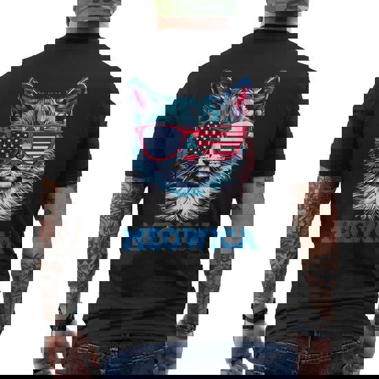 4th Of July Meowica Cat American Flag Glasses T Shirt Kids 4th Of July Meowica Cat American Flag Glasses T Shirt Kids
