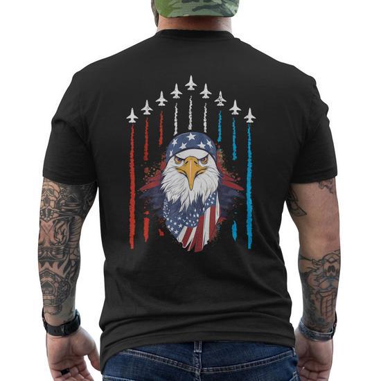 Patriotic Eagle July 4Th Of July Fourth July American Flag Mens Back Print T shirt Mazezy