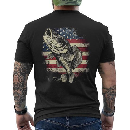 Patriotic Fishing 4Th Of July Men American Flag Bass Fishing Mens