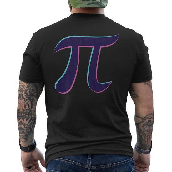 Pi Day Retro Vaporwave 80s 90s Style Funny Math Lover Gift Pi Day Funny Gifts Men's Back T-Shirt