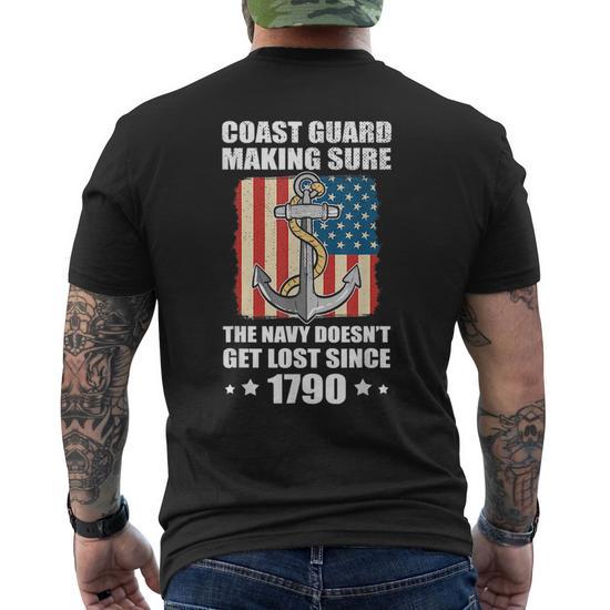 Us Coast Guard Making Sure The Navy Doesnt Get Lost Uscg Gift For Mens Mens  Back Print T-shirt | Mazezy