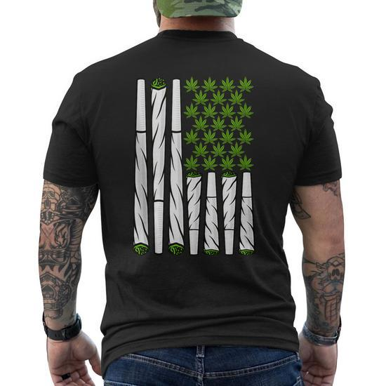 USA Flag Marijuana Weed Dad Papa T-Shirt